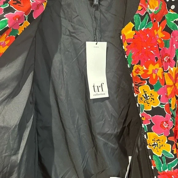 Zara bomber jacket mixed print floral polka dot new size large ladies … - Picture 3 of 13